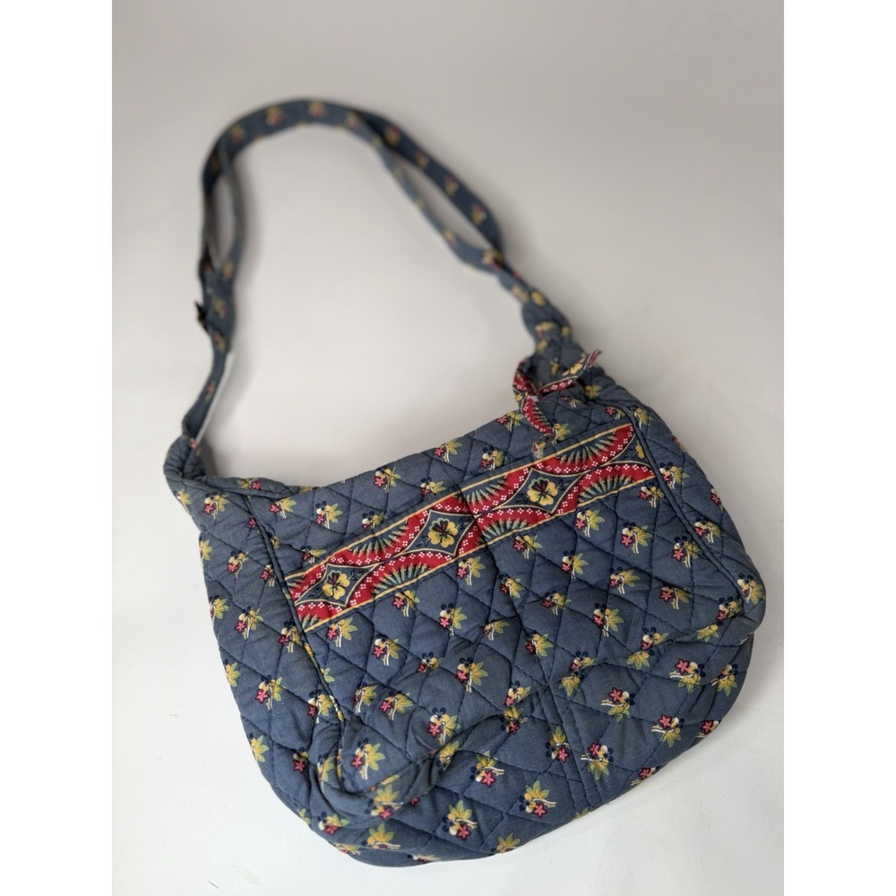Vera Bradley Emily Purse Blue Red Retired Pattern Country Granny VTG Quilt